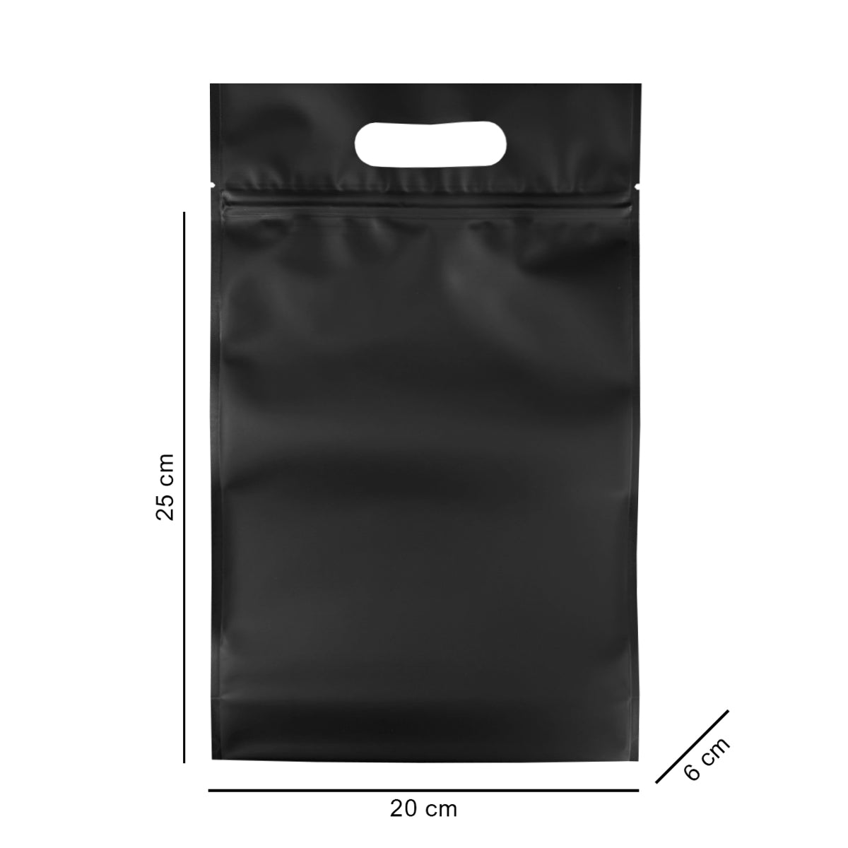 20*25*6 cm чорний матовий з ручкою, зіпом та дном