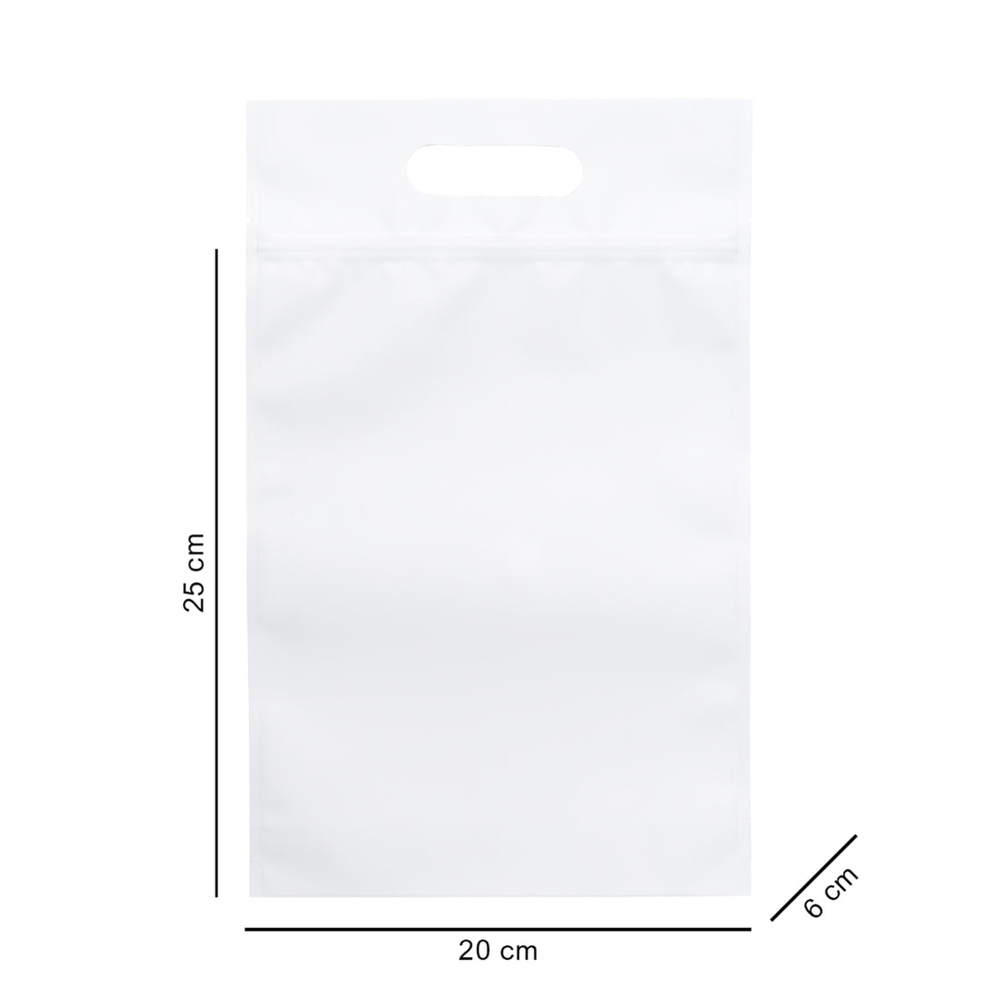 20*25*6 cm білий матовий з ручкою, зіпом та дном