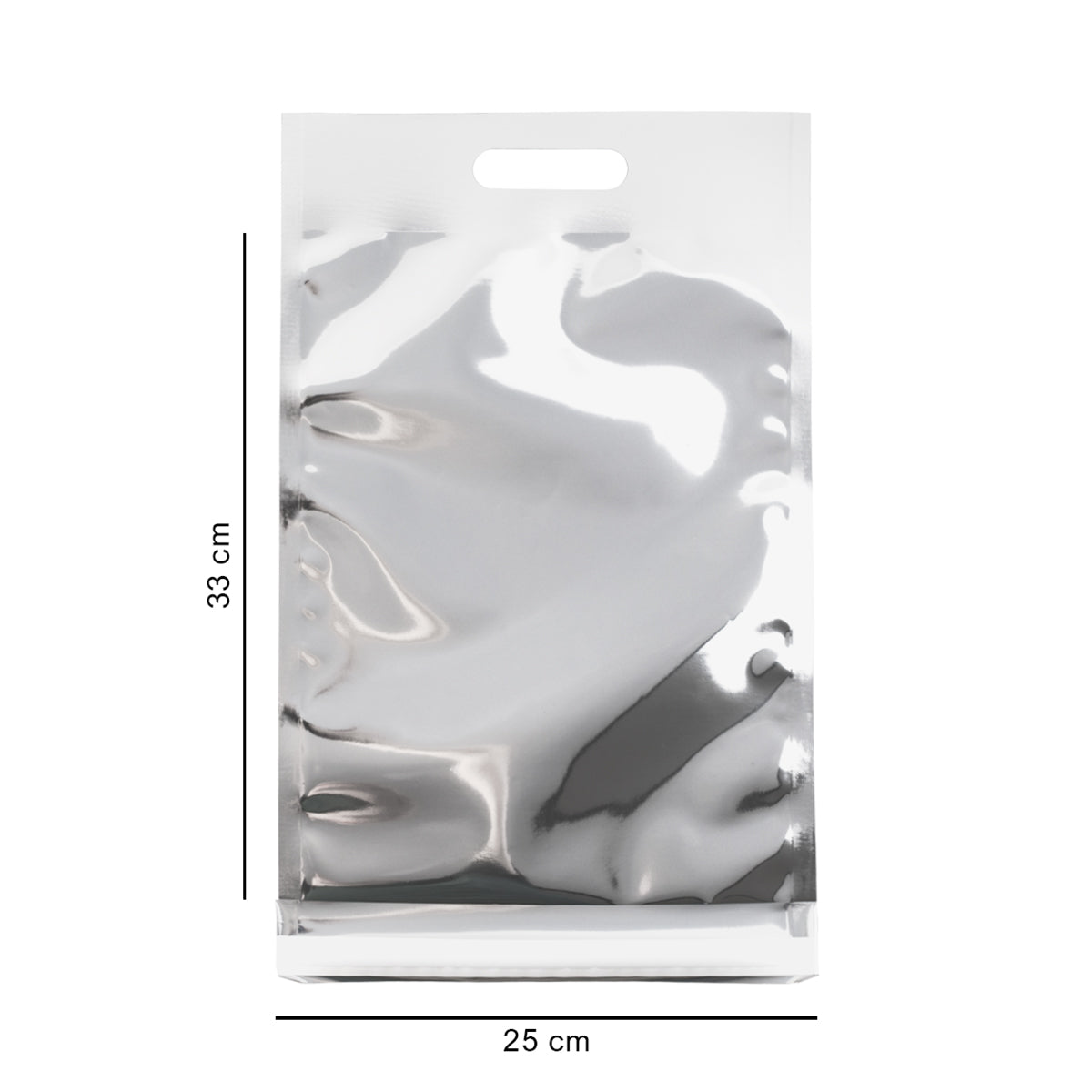 25*33 cm срібний глянцевий з ручкою