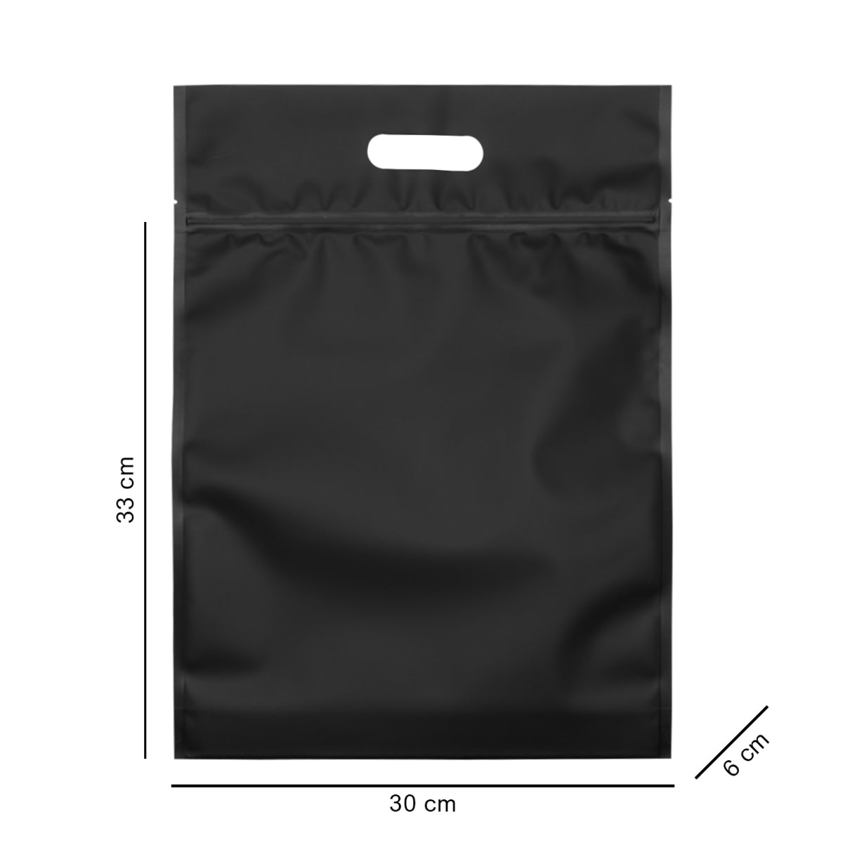 30*33*6 cm чорний матовий з ручкою, зіпом та дном