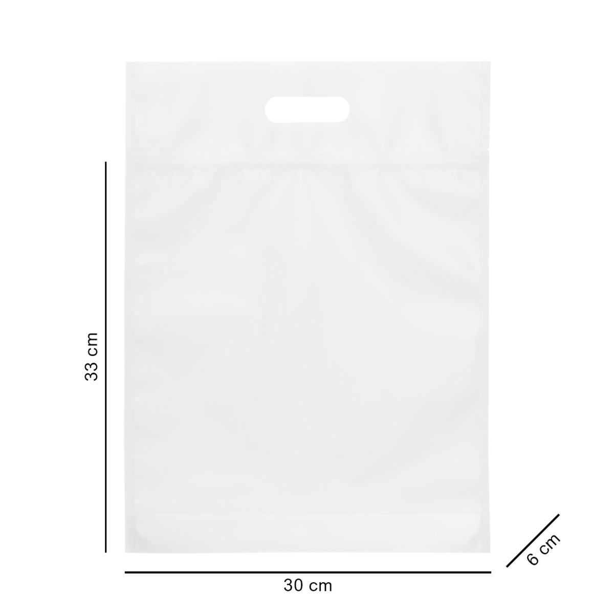30*33*6 cm прозоро-матовий з ручкою, зіпом та дном
