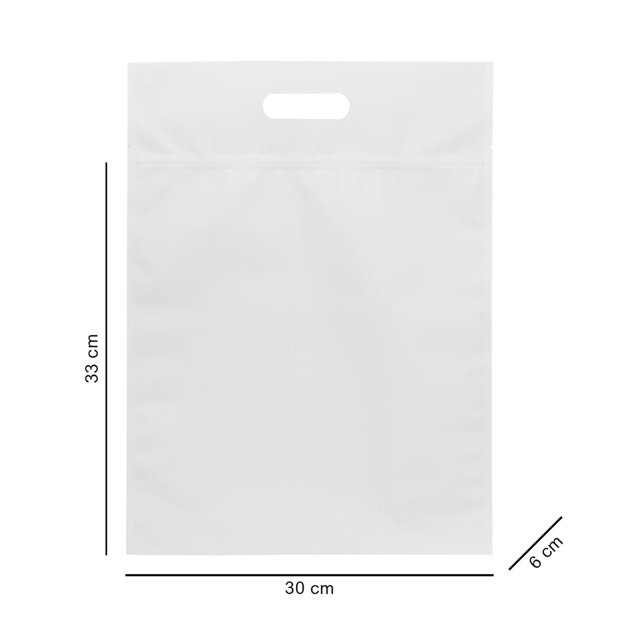 30*33*6 cm білий матовий з ручкою, зіпом та дном