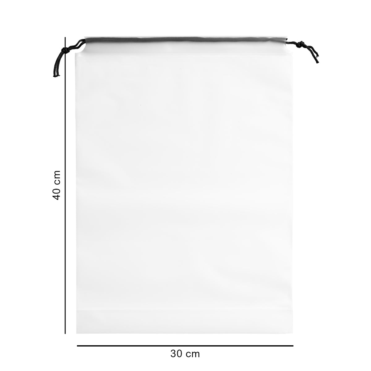 30*40*4 cm пакет на затяжках напівпрозорий білий