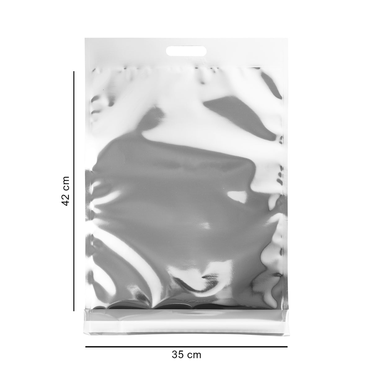 35*42 cm срібний глянцевий з ручкою