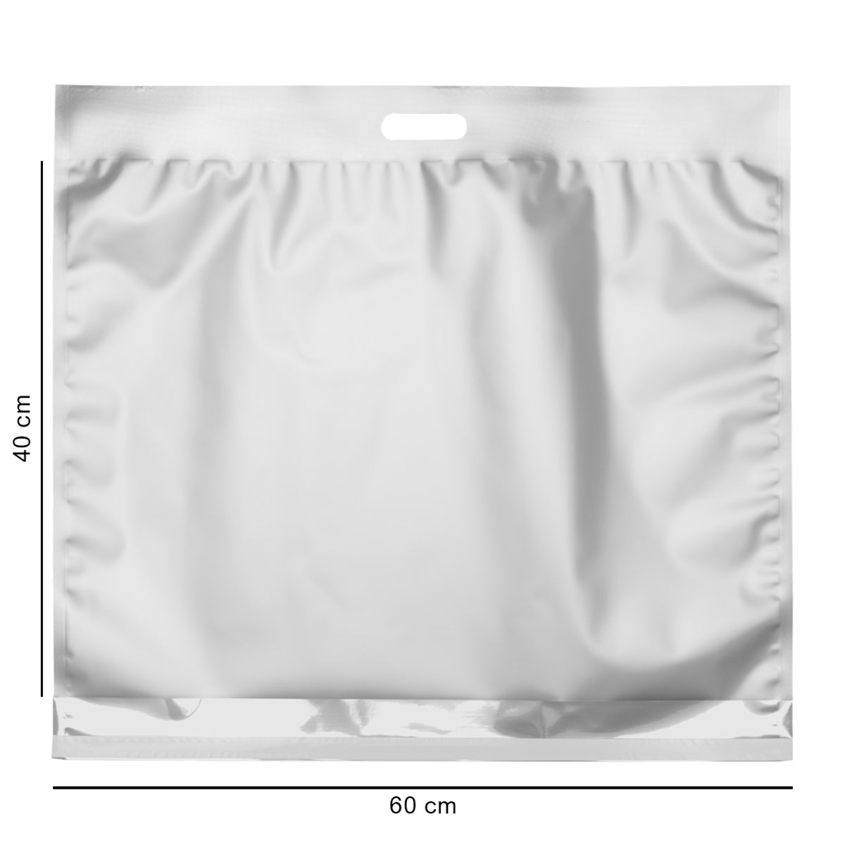 60*40 cm срібний матовий з ручкою